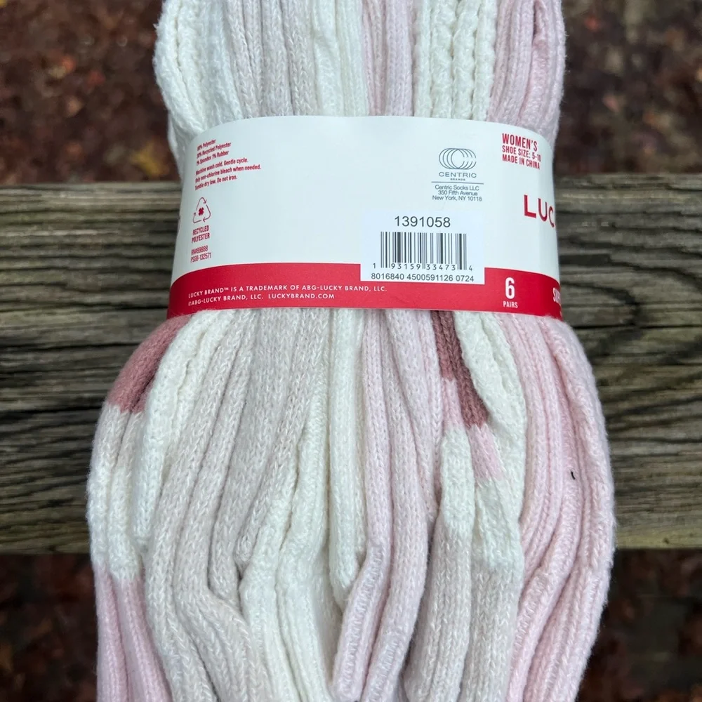 LUCKY BRAND Ladies' Super Soft Boot Sock, 6-pair assorted Pink pack NWT NEW